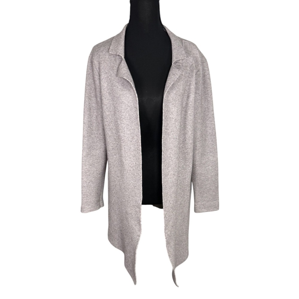 Ruff Hewn Womens L Gray Longline Cardigan Sweater Open Front Lapel Heavy Knit